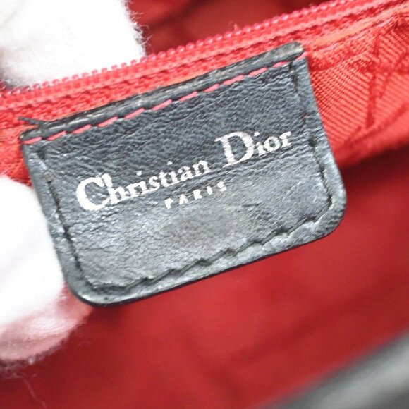 CHRISTIAN DIOR Logo Lady Cannage Shoulder Hand Bag Leather Black SHW 55KB222 - Picture 13 of 16
